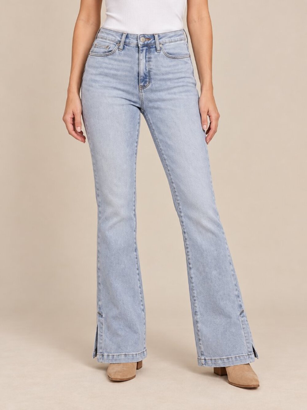 Judy Blue Light Wash Slim Bootcut Stretch Jeans 5/27 Side Slit Hem